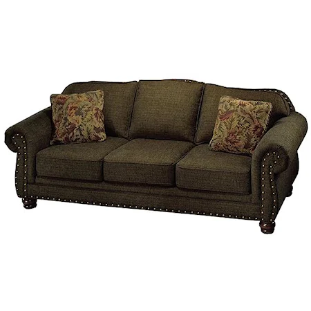Traditional Queen Sleeper Sofa with Soft and Casual Charm